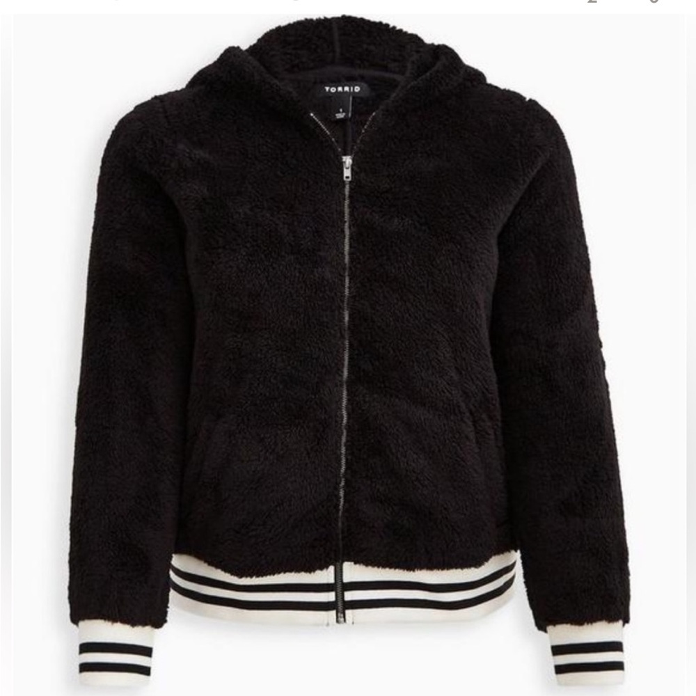 Torrid black teddy Bomber Jacket 2X 18/20 plus size coat
